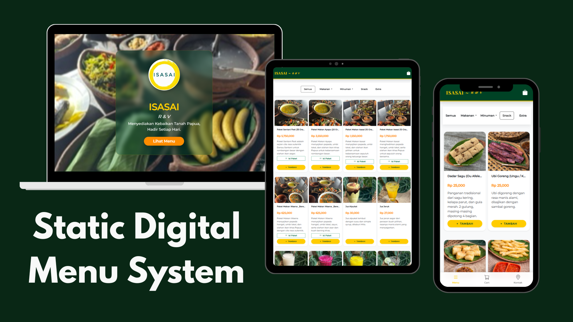 Isasai Restaurant Digital Menu